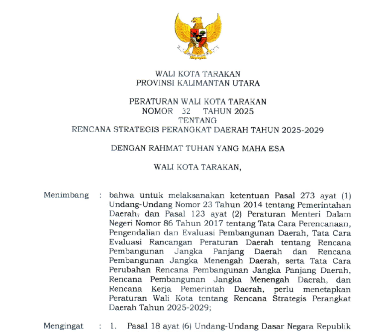 Rencana Strategis Perangkat Daerah Tahun 2025-2029